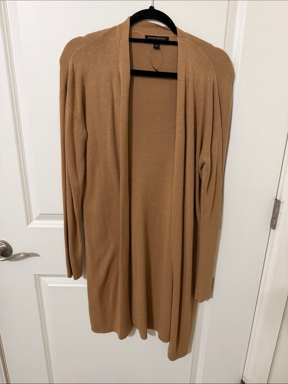 Banana Republic Camel Open Front Longline Cardigan